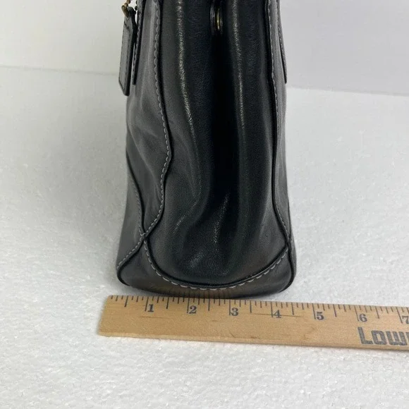 Coach Black Glove Leather Turnlock Satchel Tote Gold Hardware Classic Work Bag - Picture 10 of 10